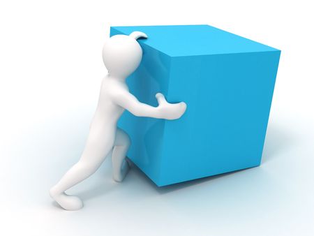 Men wiyh cube. 3dの写真素材