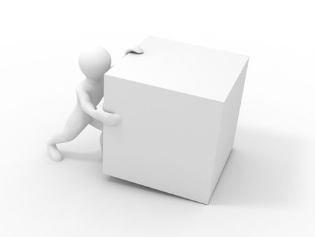 Men wiyh cube. 3dの写真素材