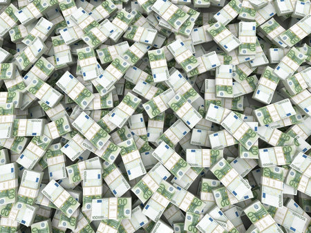 Wealth. Background from packs of euro. 3d