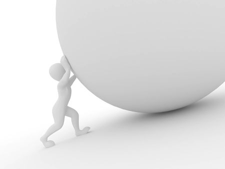 Men with sphere on white isolated background. 3dの写真素材