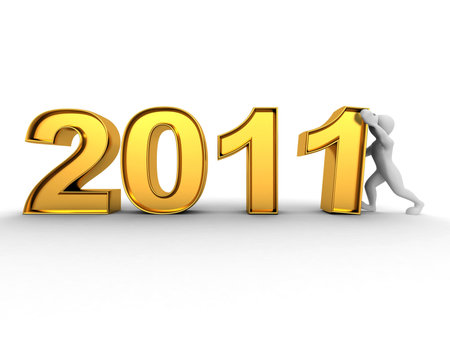 New Year. Men with numbers 2011. 3d