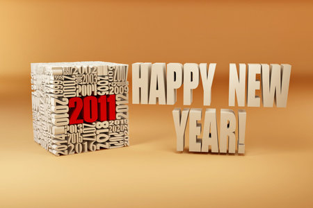 New year 2011. Cube consisting of the numbers. 3dの写真素材