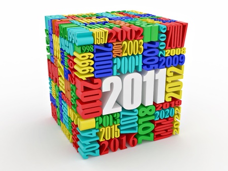 New year 2011. Cube consisting of the numbers. 3dの写真素材