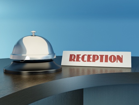 Hotel bell on the table. Reception. 3dの写真素材