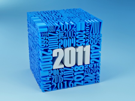 New year 2011. Cube consisting of the numbers. 3dの写真素材