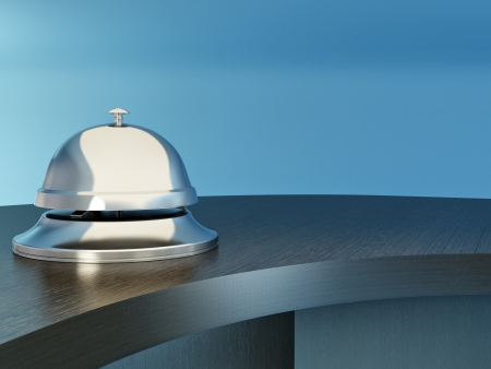 Hotel bell on the table. Reception. 3dの写真素材
