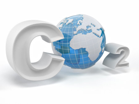 CO2. Formula on white isolated background. 3d