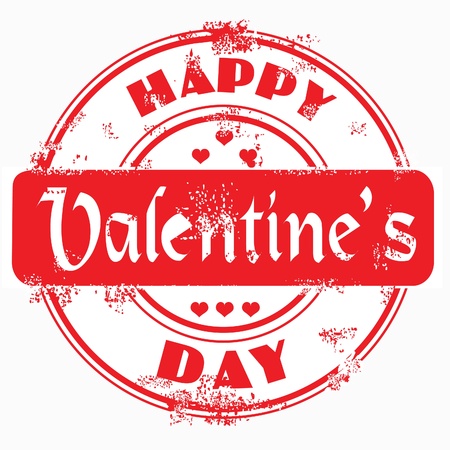Postal stamp happy valentine's on white isolabetd backgroundのイラスト素材