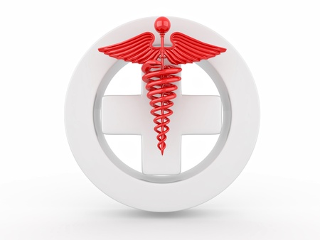 Sign of medicine on white isolated background. 3dの写真素材