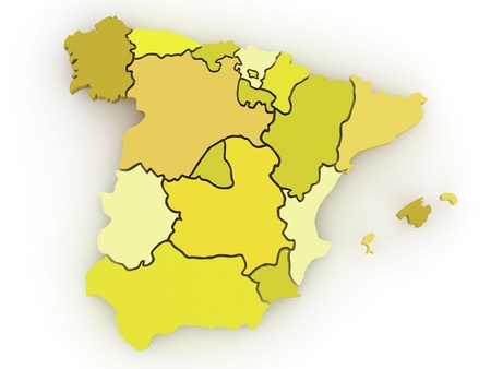 Three-dimensional map of Spain on white isolated background. 3dの写真素材