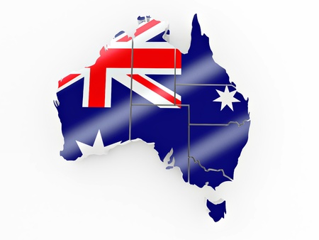 Map of Australia in Australian flag colors. 3dの写真素材