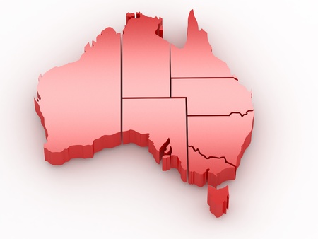 Three-dimensional map of Australia on white isolated background. 3dの写真素材
