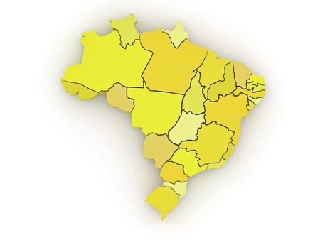 Three-dimensional map of Brazil on white isolated background. 3dの写真素材