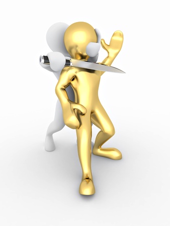 Hostage. Two men on white isolated background. 3dの写真素材