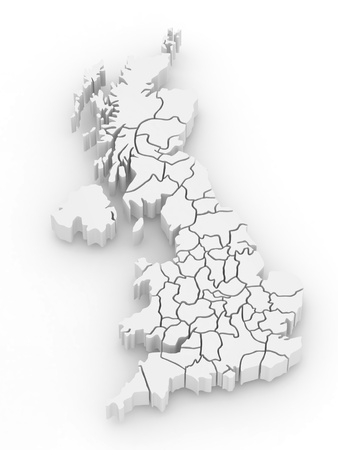 Three-dimensional map of Great Britain on white isolated background. 3dの写真素材