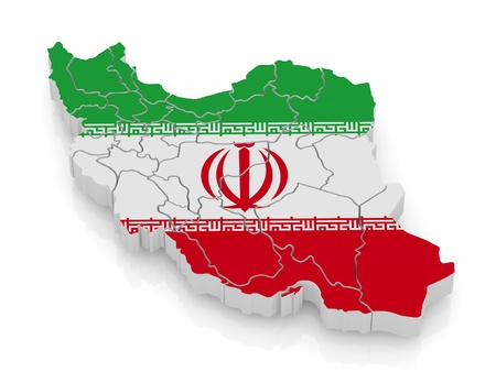 Map of Iran in Iranian flag colors. 3dの写真素材