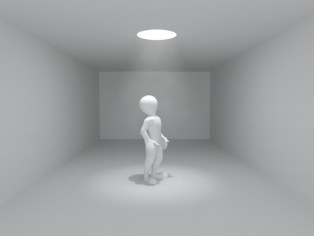 Concepts of freedom. Men and volume light from the hole. 3dの写真素材