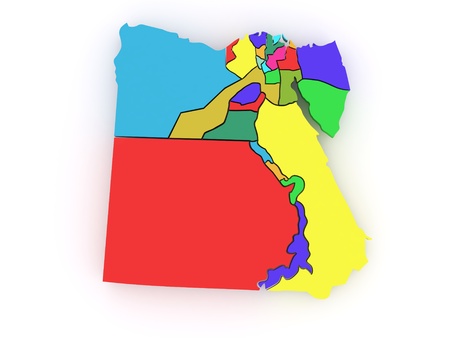 Three-dimensional map of Egypt on white isolated background. 3dの写真素材