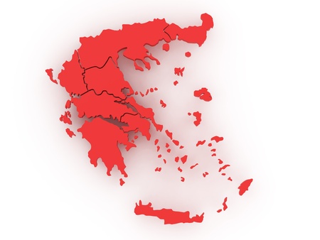 Three-dimensional map of Greece on white isolated background. 3dの写真素材