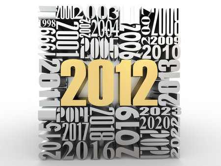 New year 2012. Cube consisting of the numbers. 3d