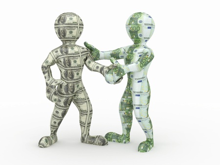 Cooperation euro and dollar. Conceptual image.の写真素材