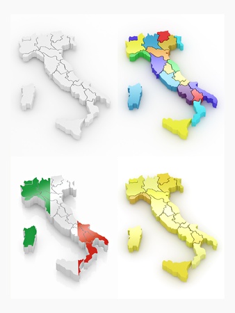 Three-dimensional map of Italy on white isolated background. 3dの写真素材