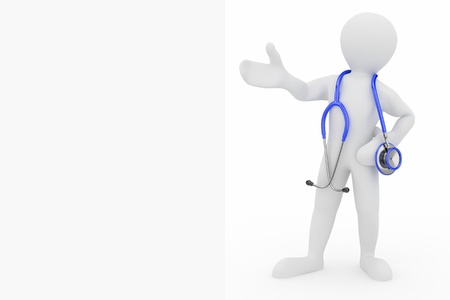 Men with stethoscope on white isolated background. 3dの写真素材