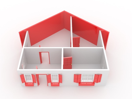 Abstract plan of home, on white isolated background. 3dの写真素材