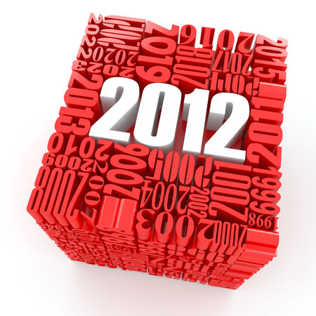 New year 2012. Cube consisting of the numbers. 3d