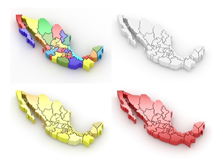 Three-dimensional map of Mexico on white isolated background. 3dの写真素材