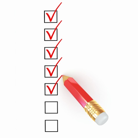 Pencil and questionnaire on white isolated background. 3dの写真素材