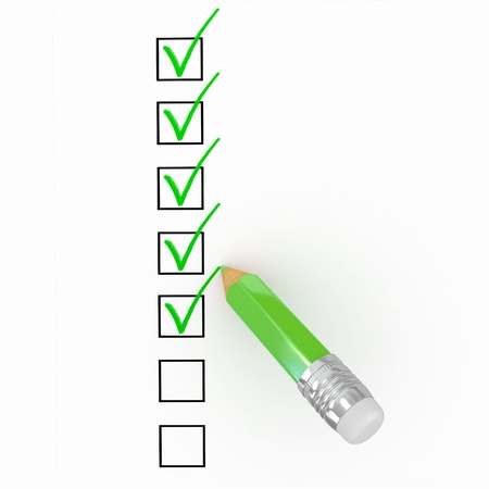 Pencil and questionnaire on white isolated background. 3dの写真素材