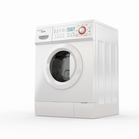 Closed washing machine on white  background. 3dの写真素材