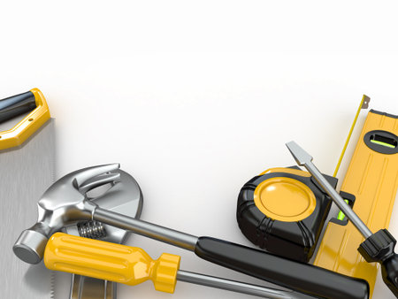 Tools. Hammer, screwdriver, wrench and other. 3d