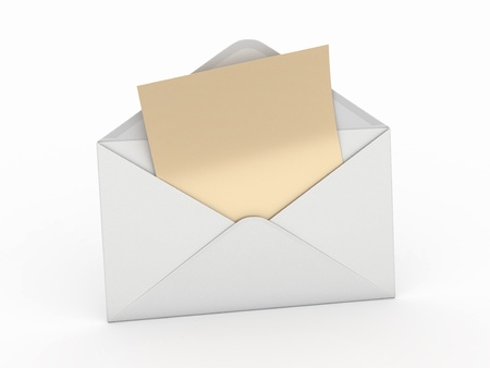 Mail  Envelope and empty letter on white background   3dの写真素材