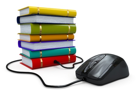 Internet education  Books and computer mouse  3dの写真素材
