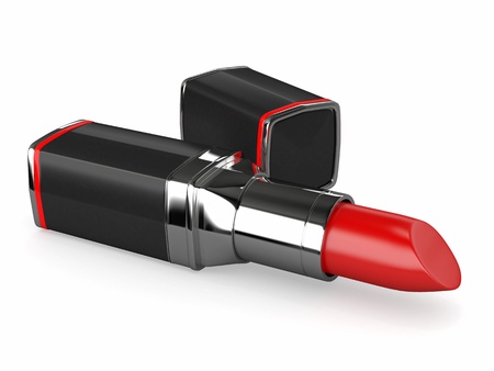 Red lipstick on white background  Three-dimensional image の写真素材