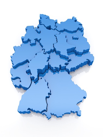 Three-dimensional map of Germany on white background  3dの写真素材