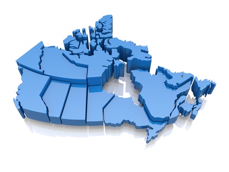 Three-dimensional map of Canada on white background  3dの写真素材