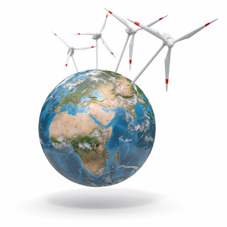 Wind turbine on Earth. 3d
Source of map: http://visibleearth.nasa.gov/view.php?id=73801
NASA Terms...