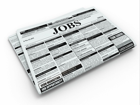 Search job  Newspaper with advertisments on white isolated background  3dの写真素材
