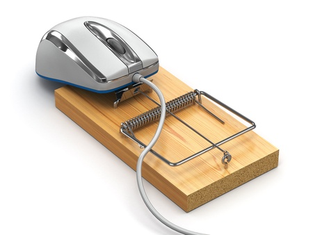 Concept of internet security. Computer mouse and mousetrap. 3dの写真素材