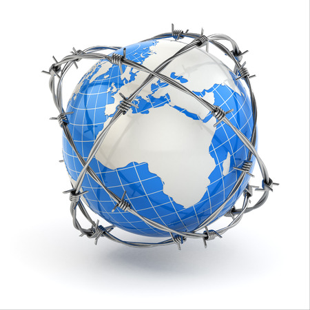 Earth and barbed wire. Conceptual image. 3dの写真素材