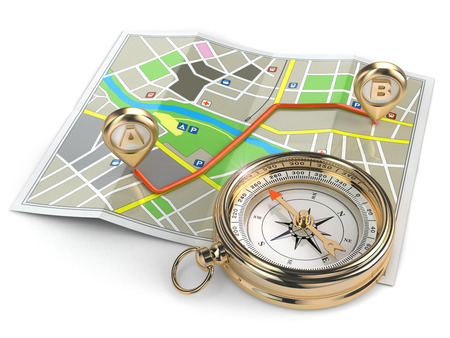 Compass and map. 3dの写真素材