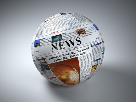 News concept. Newspaper sphere. Three-dimaensional image. 3dの写真素材