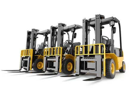 Forklift truck on white isolated background. 3dの写真素材