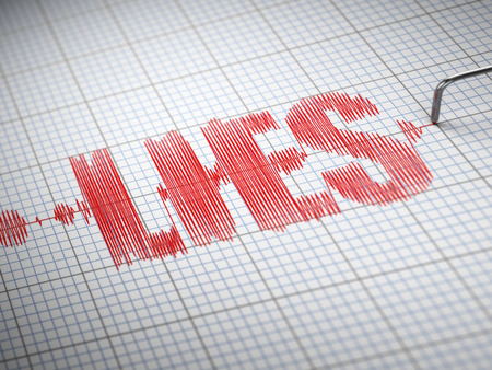 Concept of lies. Lie detector with text. 3d Concept of lies. Lie detector with text. 3d