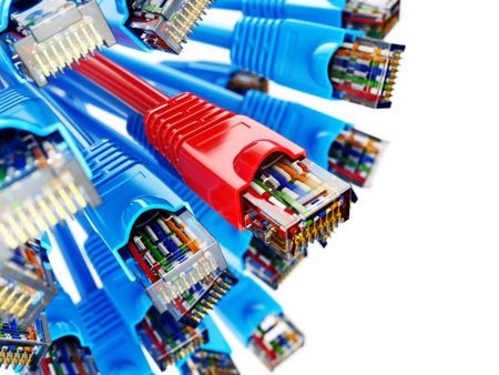 LAN network connection Ethernet RJ45 cables. Choise of provider concept. 3d