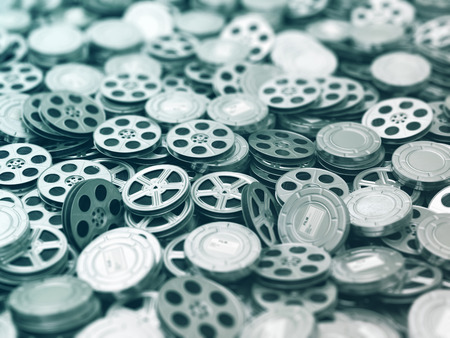 Films collection. Movie video reels background. 3dの写真素材