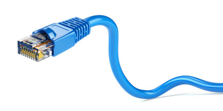 LAN network connection ethernet cable. Internet cord RJ45 isolated on white background. 3d...
